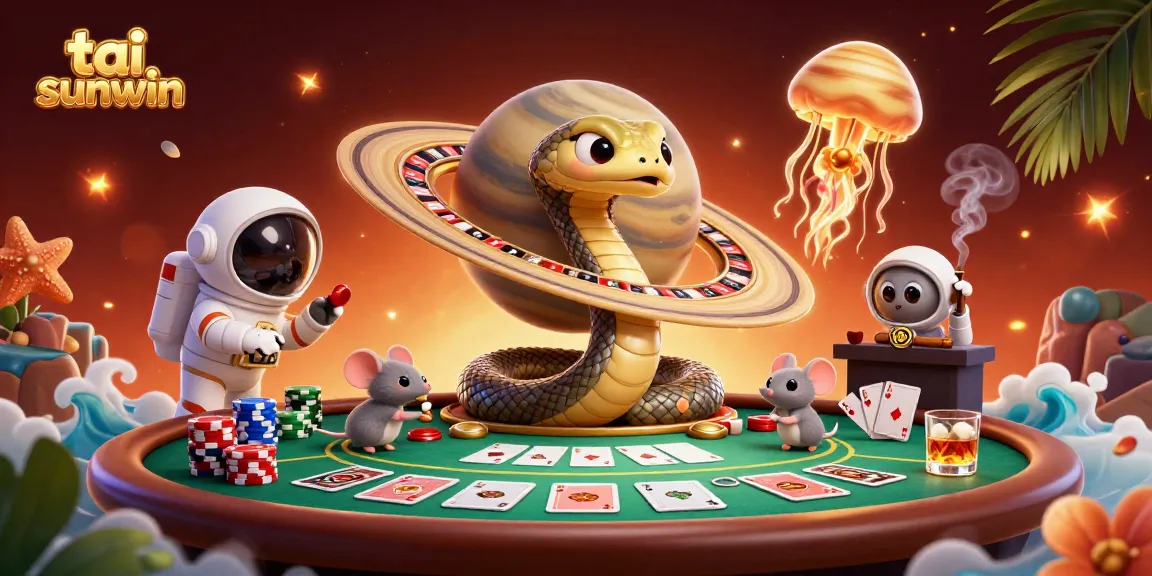 Experience the excitement of tai sunwin with a vibrant scene depicting cosmic gambling and playful bets.
