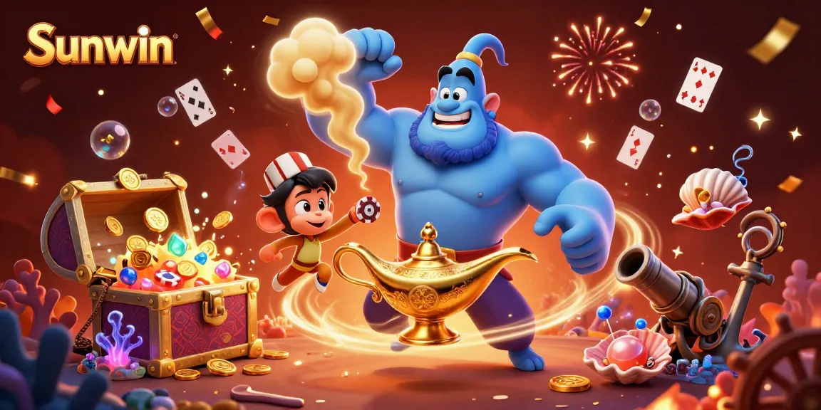 Experience thrilling wins at Sunwin with colorful casino elements and dynamic characters.